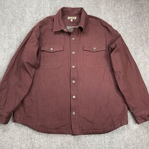 Duluth Trading Co Jacket Mens XL Fleece Lined Maroon Denim Snap Up